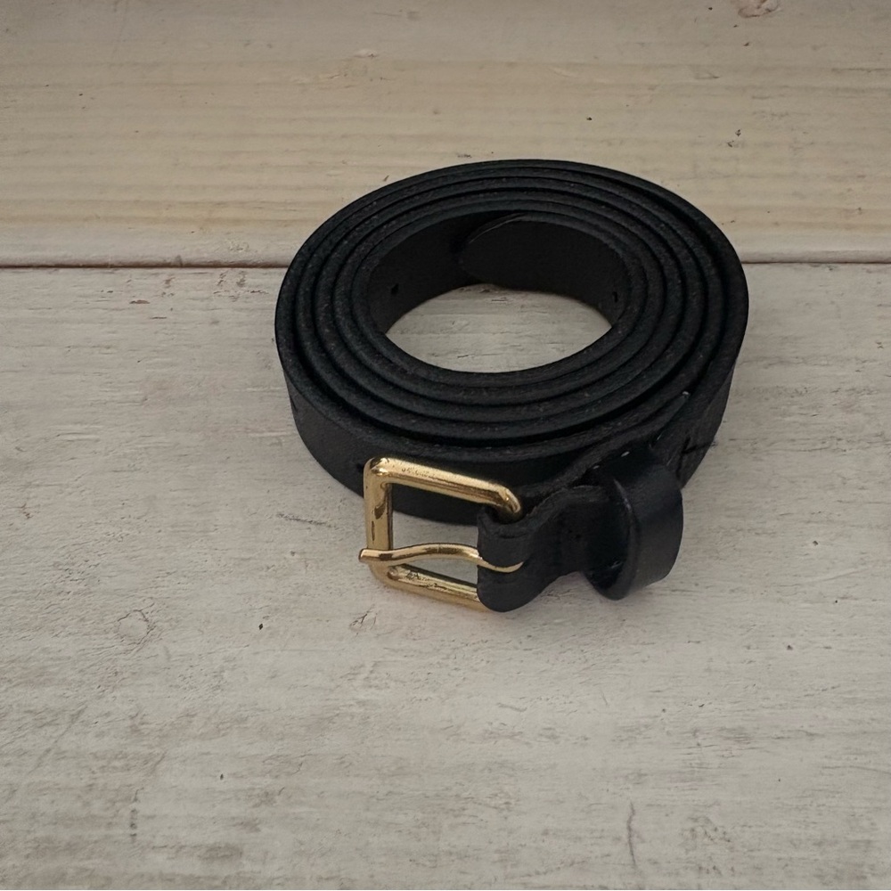J. CREW Black Leather Belt Women’s Size Medium/Large Gold Hardware - Picture 6 of 8